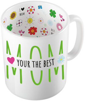 Cadeau koffie/thee mok voor mama - groen - mama is de beste - Moederdag - feest mokken