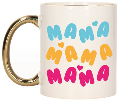 Cadeau koffie/thee mok voor mama - multi - hartjes - gouden oor - Moederdag