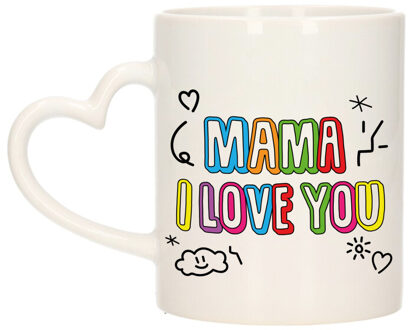 Cadeau koffie/thee mok voor mama - multi - hartjes oor - keramiek - Moederdag