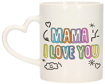 Cadeau koffie/thee mok voor mama - pastel - hartjes oor - keramiek - Moederdag - feest mokken Paars