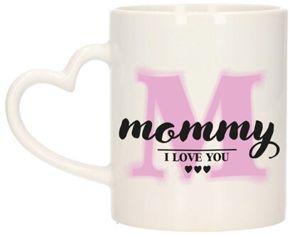 Cadeau koffie/thee mok voor mama - roze - hartjes oor - keramiek - Moederdag - feest mokken