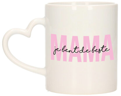 Cadeau koffie/thee mok voor mama - roze - hartjes oor - Moederdag - feest mokken