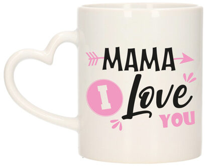 Cadeau koffie/thee mok voor mama - roze - love - hartjes oor - Moederdag - feest mokken