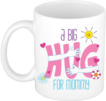 Cadeau koffie/thee mok voor mama - wit - big hug - keramiek