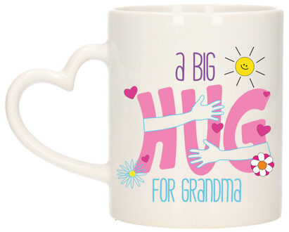 Cadeau koffie/thee mok voor Oma - hartjes oor - big hug - 300 ml