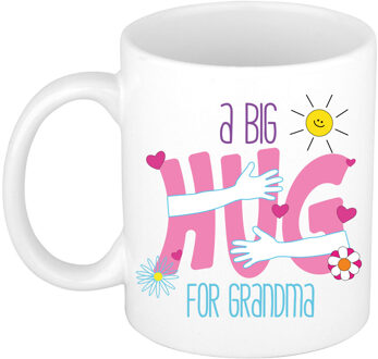 Cadeau koffie/thee mok voor Oma - wit - big hug - keramiek