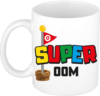 Cadeau koffie/thee mok voor oom - wit - super oom - 300 ml