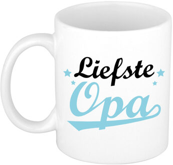 Cadeau koffie/thee mok voor opa - blauw - de liefste - 300 ml  - feest mokken