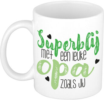 Cadeau koffie/thee mok voor opa - groen - super blij - keramiek