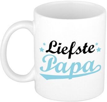 Cadeau koffie/thee mok voor papa - blauw - de liefste - 300 ml - Vaderdag - feest mokken