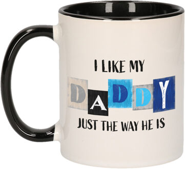 Cadeau koffie/thee mok voor papa - zwart - de liefste - keramiek - Vaderdag