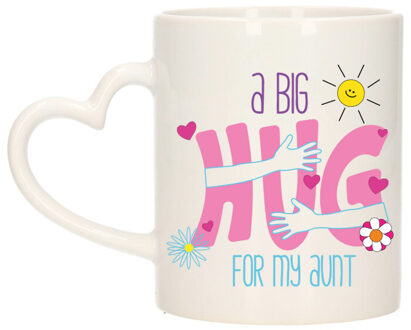 Cadeau koffie/thee mok voor tante - hartjes oor - big hug - 300ml