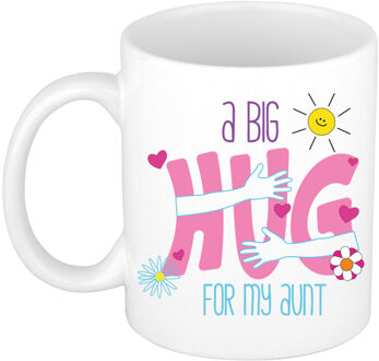Cadeau koffie/thee mok voor tante - wit - big hug - keramiek
