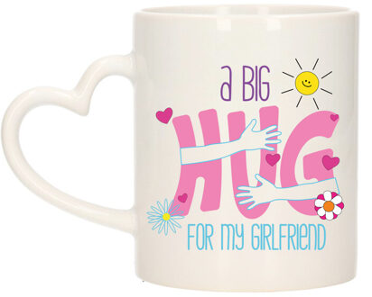 Cadeau koffie/thee mok voor vriendin - hartjes oor - big hug