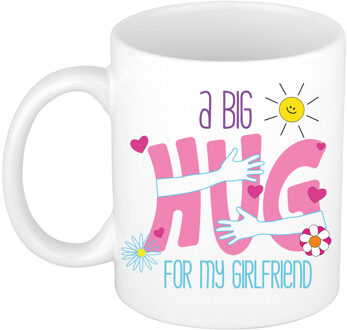 Cadeau koffie/thee mok voor vriendin - wit - big hug - keramiek