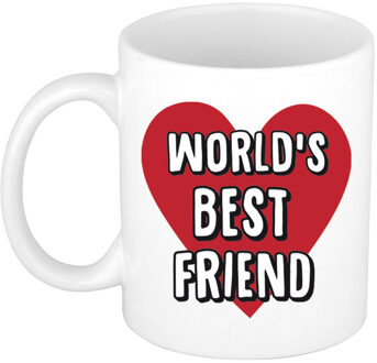Cadeau koffiemok voor beste vriend of vriendin - Worlds Best Friend - 300 ml - feest mokken Rood