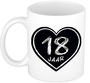 cadeau mok/beker - 18 jaar - verjaardag - keramiek - 300 ml - feest mokken Wit