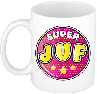 Cadeau mok/beker - Super jufA - wit - 300 ml - feest mokken Multikleur