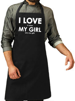 Cadeau schort I love it when my girl lets me grill zwart voor heren - Feestschorten