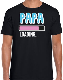 Cadeau t-shirt aanstaande papa - papa loading - blauw/roze- heren - Vaderdag/verjaardag L