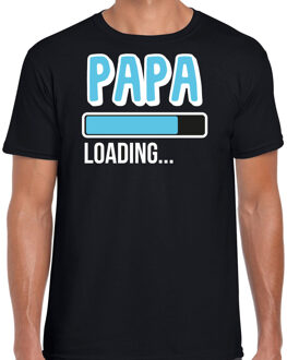 Cadeau t-shirt aanstaande papa - papa loading - zwart/blauw - heren - Vaderdag/verjaardag 2XL