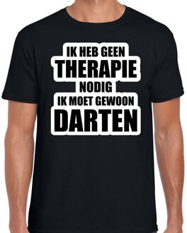 Cadeau t-shirt darten zwart heren - Geen therapie nodig ik moet gewoon darten - Hobby shirts 2XL