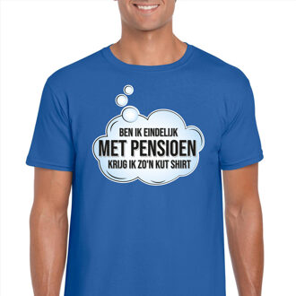Cadeau T-shirt voor heren - eindelijk met pensioen - blauw - VUT L