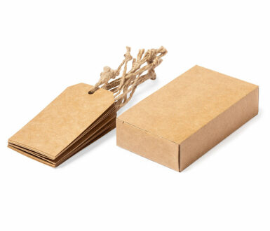 Cadeau tags/labels - kraftpapier/karton aan touwtjes - 10x stuks - 5 x 9 cm