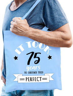 cadeau tas heren - 75 perfect - lichtblauw - 42 x 38 cm - vijfenzeventig