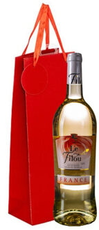 Cadeau tas verpakking voor 1 fles wijn/champagne - rood - papier met glitters - flessentasje