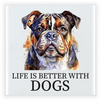 Cadeau tegel hond - Engelse Bulldog hond - 15 cm