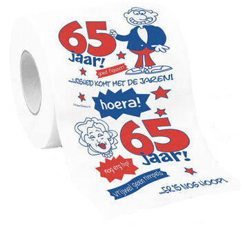 Cadeau toiletpapier/wc-papier 65 jaar - 65e verjaardag - cadeau - Fopartikelen Multikleur