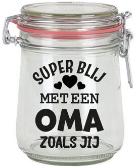 Cadeau voorraadpot/snoeppot - oma - glas - 10 x 7,5 cm - 720 ml - verjaardag