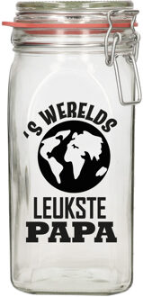 Cadeau voorraadpot/snoeppot - papa - glas - 12 x 7 cm - 1,5 liter - Vaderdag