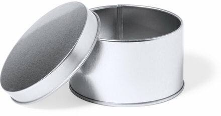 Cadeaudoosje/blikje Metal - Bruiloft bedankjes - 1x stuks - afsluitbare deksel - zilver - 8 x 5 cm