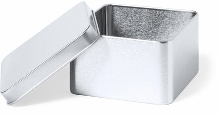Cadeaudoosje/blikje Metal - Bruiloft bedankjes - 1x stuks - afsluitbare deksel - zilver - 9 x 5 cm