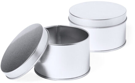 Cadeaudoosje/blikje Metal - Bruiloft bedankjes - 5x stuks - afsluitbare deksel - zilver - 8 x 5 cm