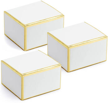 cadeaudoosje - Bruiloft - 20x - wit/goud - papier - 6 x 4 cm - Cadeaudoosjes