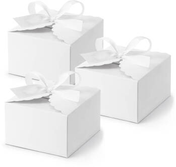 cadeaudoosje Wolkje - Bruiloft - 20x met lintje - wit - 8 x 5 cm - Cadeaudoosjes