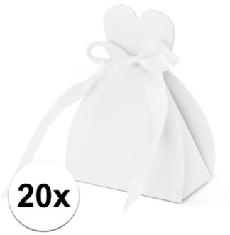Cadeaudoosjes Bruid - Bruiloft bedankje - 20x stuks - wit - 7 x 9 cm
