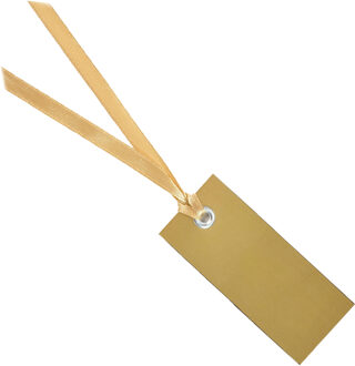 cadeaulabels met lintje - set 12x stuks - goud - 3 x 7 cm - naam tags - Cadeauversiering Goudkleurig