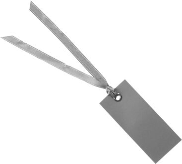 cadeaulabels met lintje - set 12x stuks - grijs - 3 x 7 cm - naam tags - Cadeauversiering