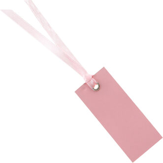 cadeaulabels met lintje - set 12x stuks - roze - 3 x 7 cm - naam tags - Cadeauversiering