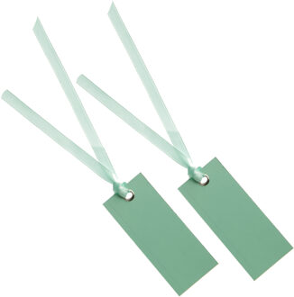 cadeaulabels met lintje - set 24x stuks - mint groen - 3 x 7 cm - naam tags - Cadeauversiering