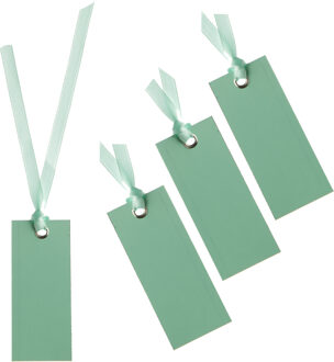 cadeaulabels met lintje - set 48x stuks - mint groen - 3 x 7 cm - naam tags - Cadeauversiering