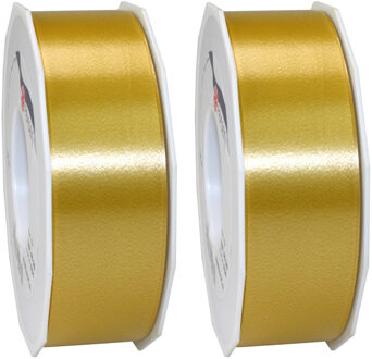 Cadeaulint - 3x - 4 cm x 91 meter - brons - satijn - sierlint - cadeaus inpakken