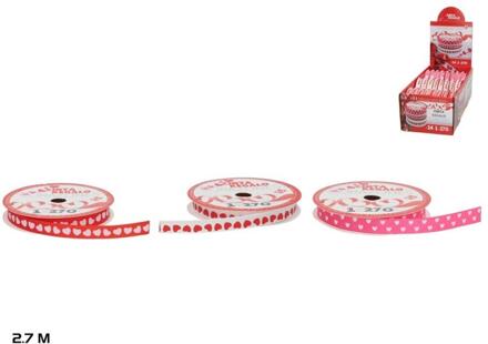 Cadeaulint harten 3 assorti 1cmx2.7m. verschillende