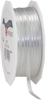 Cadeaulint Satijn - 0.3 cm x 50 meter - Grijs - cadeaus inpakken - sierlint