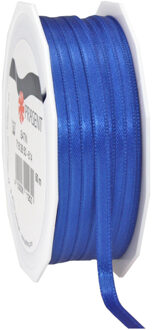 Cadeaulint Satijn - 0.6 cm x 50 meter - Blauw - cadeaus inpakken - sierlint