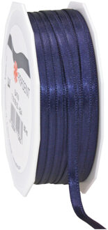 Cadeaulint Satijn - 0.6 cm x 50 meter - Donkerblauw - cadeaus inpakken - sierlint